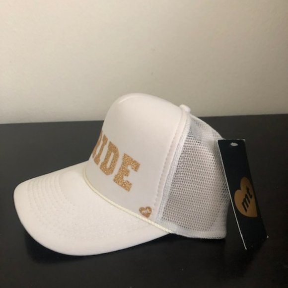 Mother Trucker BRIDE Hat White with Gold Glitter - Picture 2 of 2